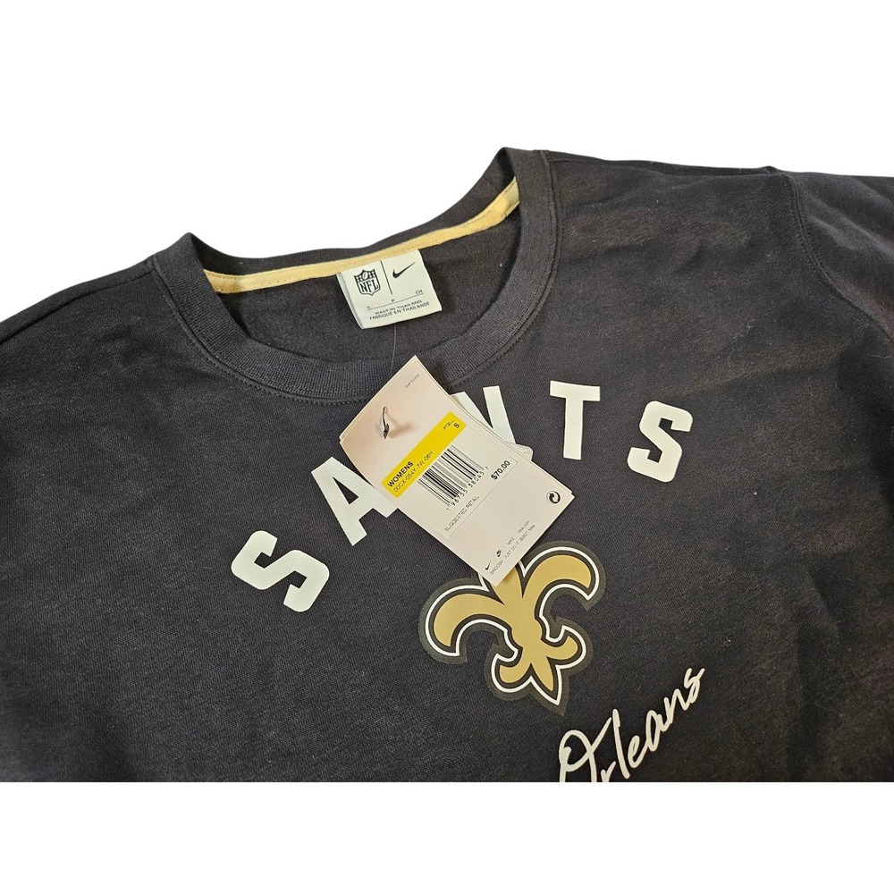 Nike NFL New Orleans Saints Womens Sweatshirt Crewneck Black 00CX-054Y-7W-06H S